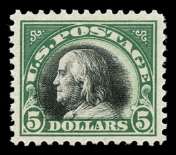 US 524 1918 $5 Green & Black Franklin