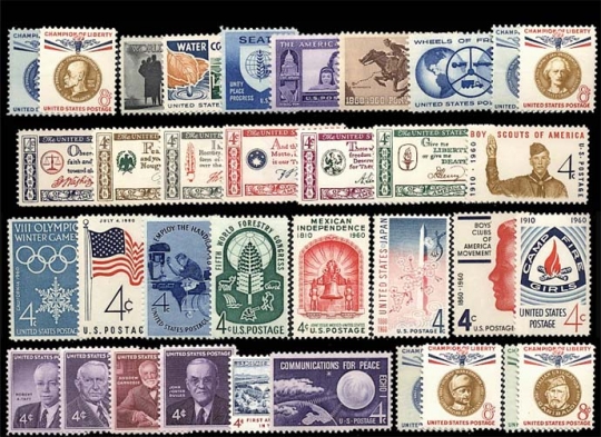 1965 STAMP YEAR SET (ALL U.S. POSTAGE STAMPS ISSUED THAT YEAR