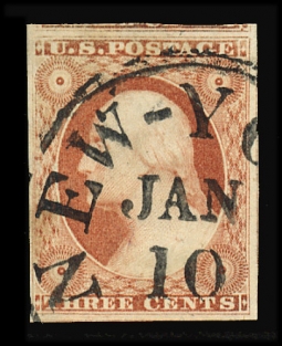 US 11A Three-Cent 1851 Imperforate Washington