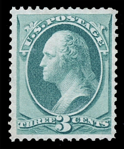 US 136 1870  Three-Cent Washingtonn Grilled