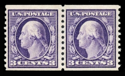 US 445 1914 Three-cent Washington Horizontal Coil Pair