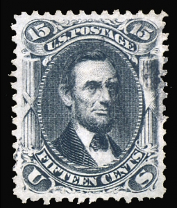 US 77 1866 Black 15 Cent Lincoln