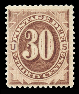 US J6 1879 30-Cent Brown Postage Due