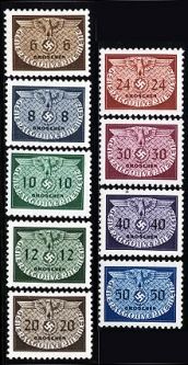 Generalgovernment Official Stamps NO16-24