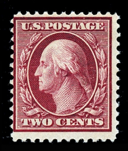 US 375b 1910 Two-Cent Washington Carmine Lake