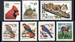 US 2476-82, 1990-94 Birds, Fish, Animals Stamp Set