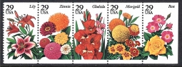 US 2829-33  Garden Flowers Pane