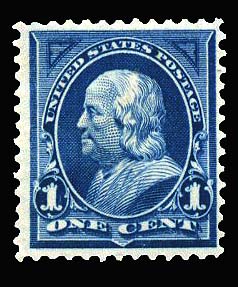 US 264  1895 1-cent Franklin Watermarked