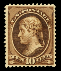 US 209 1882 10 Cent Jefferson Dark Brown