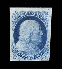 US #9 One-Cent 1851 Imperforate Franklin