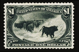 US 292 $1 Cattle In The Storm, Trans-Mississippi Issue.