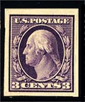 US 345 1908  Three-cent Washington Imperforate