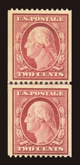 US 349 1908 Two-cent Washington Coil Line Pair