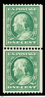 US 385 1910 One-Cent Franklin Pair