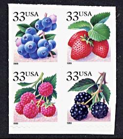 3298-3301d  1999 Berries Booklet Block