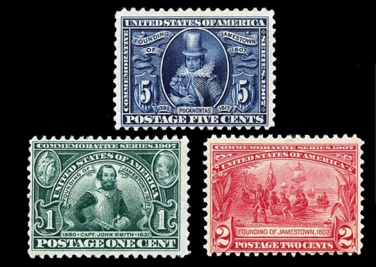 US 328 330 Jamestown Exposition Set of Three Allstamp