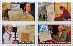 US 4021-24a 39 cent Benjamin Franklin block