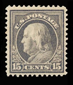 US 418  1912 15-Cent Franklin perf 12