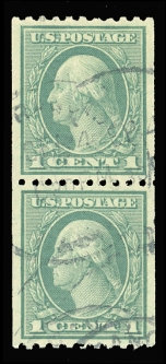 US 486 1916 Horizontal Perf. 10 One-cent Coil Pair