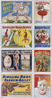 US 4898-4905a Circus Posters Block of 8