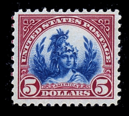 US 573a 1922 $5 Carmine Lake Capitol Dome