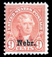 US 678 Nine-cent Jefferson, Ovpt: Nebr.