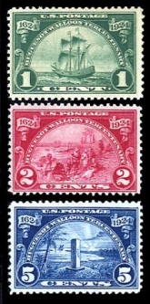 US 614-16 Huguenot-Walloon Tercentenary Set