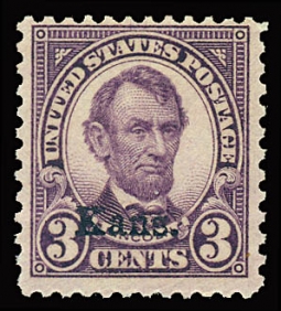 US 661 Three-cent Lincoln, Ovpt: Kans.