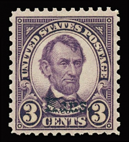 US 661 Three-cent Lincoln, Ovpt: Kans.