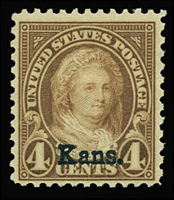 US 662 Four-cent Martha Washington, Ovpt: Kans.