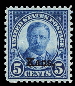 US 663 Five-cent Roosevelt, Ovpt: Kans.