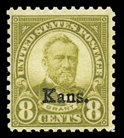 US 666 Eight-cent Grant, Ovpt: Kans.