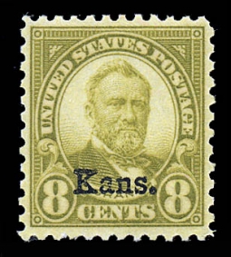 US 666 Eight-cent Grant, Ovpt: Kans.