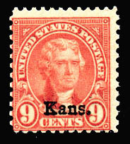 US 667 Nine-cent Jefferson, Ovpt: Kans.