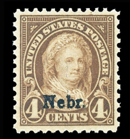 US 673 Four-Cent Martha Washinton, Ovpt: Nebr.