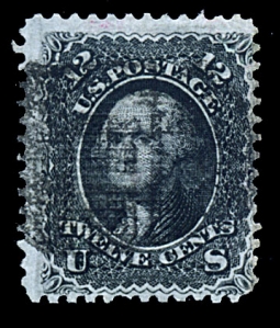 US 85E 1868 Twelve-Cent Washington Black,  "Z" Grill