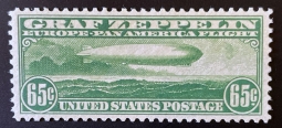 US C13 XF 65-cent Graf Zeppelin Stamp, Cert.