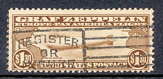 US C14 $1.30 Graf Zeppelin Stamp used