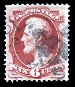 US 137 1870 Six-cent Lincoln with Grill