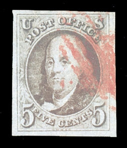 US 1 VF/XF Five-Cent Red Brown Franklin