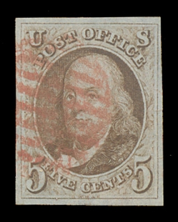 US 1 XF Five-Cent Red Brown Franklin