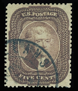 "US 29 1859 5 Cent Jefferson,  Brown"