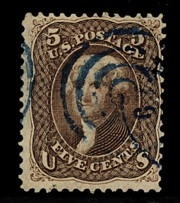 US 76 1863 5 Cent Brown Jefferson