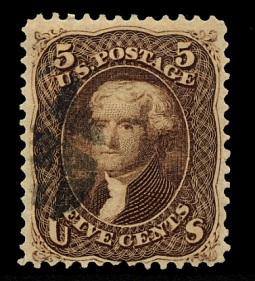 US 76 1863 5 Cent Brown Jefferson