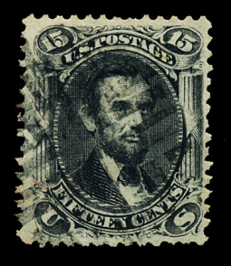 US 77 1866 Black 15 Cent Lincoln